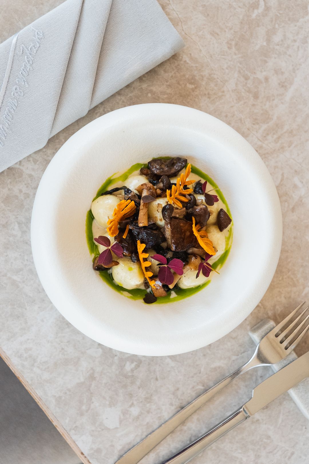 Wrocław dumplings with forest mushrooms and cheese emulsion, Przystań & Marina