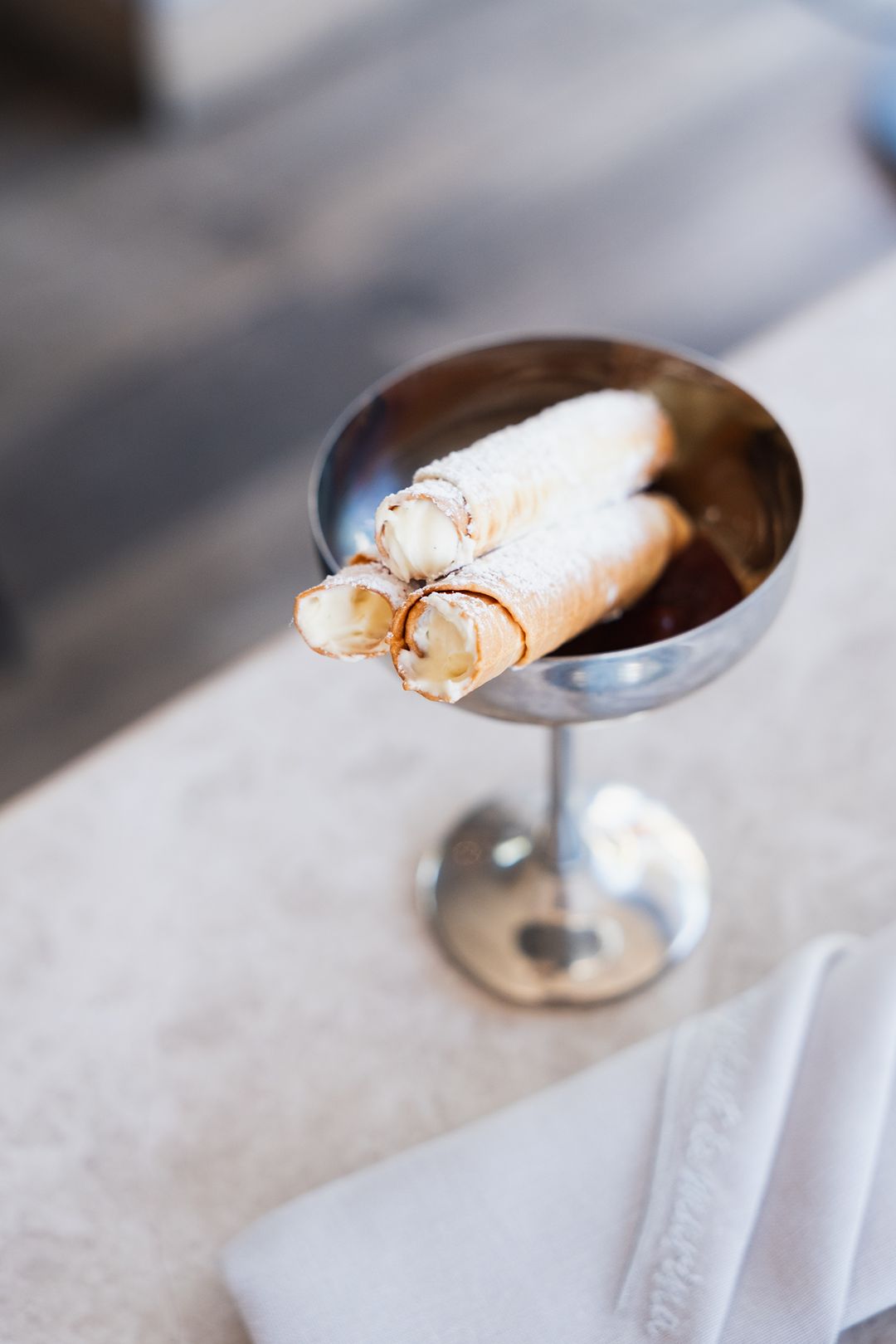 Cream-filled pastry tube dessert in a coupe, Przystań & Marina