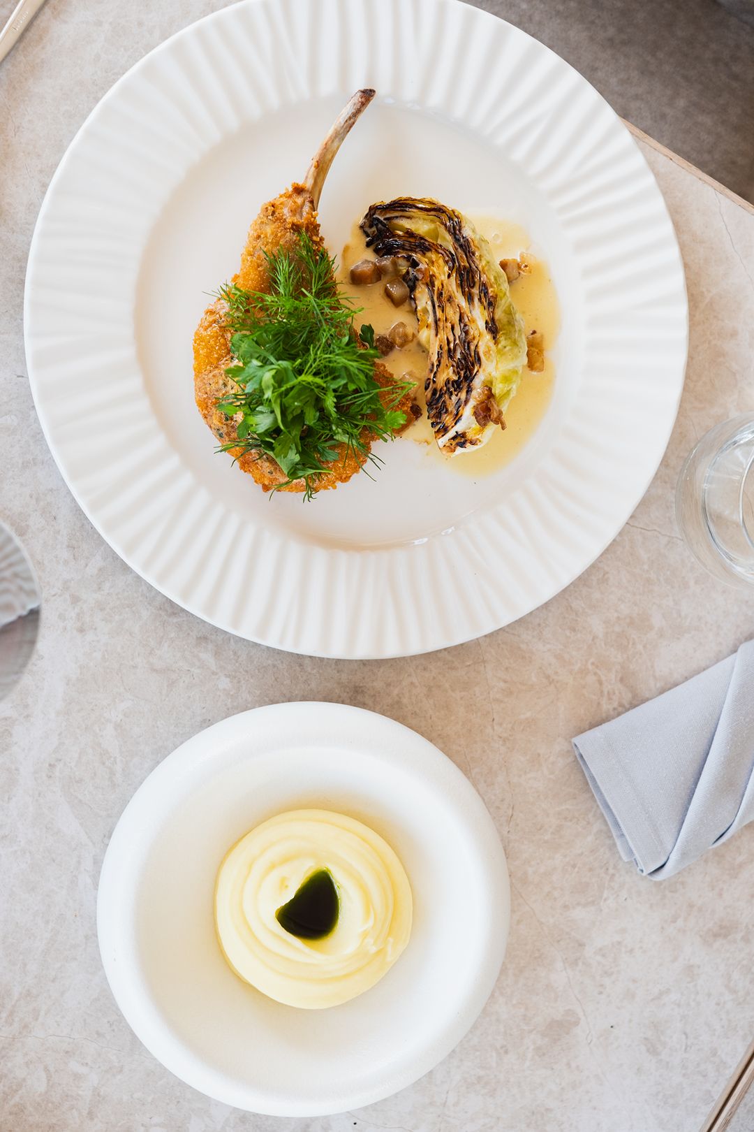 Złotnicka pork with white cabbage and buttery purée, Przystań & Marina